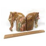 Lot of 2 Carved Stone Elephant Bookends