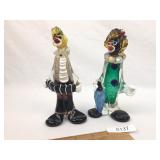 Lot of 2 Murano Goofus Glass Clowns, Vintage