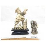 Lot of 2 Carved Bone Oriental Figures, Vintage