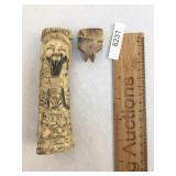 Carved Bone Oriental Figure, Container or Snuff Bo