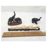 Lot of 3 Carved Bone and Wood Figures, Vintage