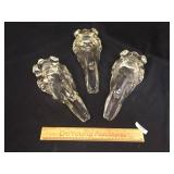 Lot of 3 Clear Glass Deer Skull Antler Mounts, Tax
