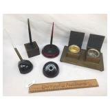 Lot of 8; Inkwells and Fountain Pens, Vintage or A