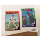 Lot of 2 Topps MLB Baseball Cards, 1975