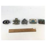 Lot of 5 Belt Buckles, Vintage