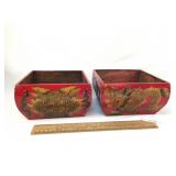 Lot of 2 Oriental Open Boxes, Vintage