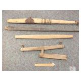 Lot of 4 Primitive Wood Items, Single Tree and Mor