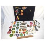 Lot of 60+ Items, Scouting Related, in Display Cas