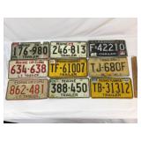 Lot of 9 License Plates, Vintage