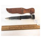 WWII Era US Navy Fixed Blade Knife with Leather Sh
