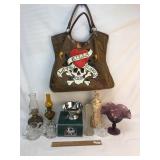 Lot of 10 Items, Oil Lamps, Pressed Glass and More