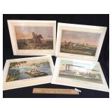 Lot of 4 Prints by Currier and Ives and N. Currier