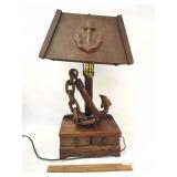 Lamp, Carved Wood, Nautical Motif