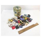 Lot of 41 Matchbooks in Tin Can, Vintage