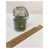Lot of 95 Marbles in Ball Jar, Vintage or Antique