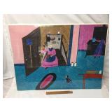 Original Pastel Folk Art Painting by Jan Edwards