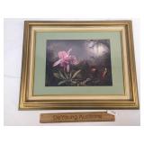 Print, Flower with Hummingbirds