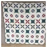 Quilt, Green Circle Pattern, Vintage