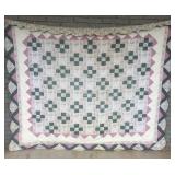 Quilt, Green Checker Pattern, Vintage