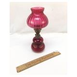 Oil Lamp, Rose Glass, Small, Antique