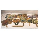 Lot of 12 Advertising Fans, Vintage or Antique
