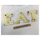 Porcelain Metal Sign Letters EAT, Vintage
