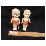 Lot of 2 Bisque or Ceramic Dolls, Jointed, Vintage