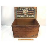 Columbia Crackers and Biscuits Wood Crate, Antique