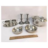 Lot of 8 Items, Silverplate and Pewter, Vintage