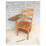 School Desk, Solid Oak, Vintage