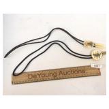 Lot of 2 Bolo Ties, Scrimshaw