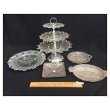 Lot of 5 Pressed Glass Items, Vintage