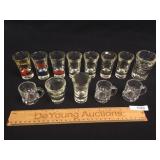 Lot of 12 Shot Glasses, Vintage