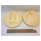 Lot of 2 Collector Solid Alabaster Figural Plates