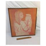 Original Oil on Canvas Art Painting, Mother and Ch