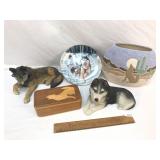 Lot of 5 Wolf Decor Items, Modern