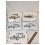 Lot of 5 Prints by Dale Adkins, Automobiles