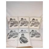 Lot of 7 Prints by Dale Adkins, NASCAR