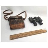 WWI Era German Military Hensoldt Binoculars w/ Lea