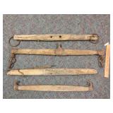 Lot of 4 Single Trees or Horse Oxen Yokes, Antique