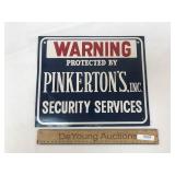 Metal Sign, Warning Pinkerton