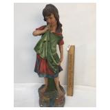 Chalk, Plaster or Chalkware Statue, Girl, Vintage