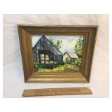 Original Oil on Board Art Painting, Parking Shed b