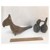 Lot of 2 Figural Art Items, Bird and Human Figure