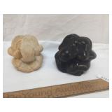 Lot of 2 Weeping Buddha Carved Wood Figures