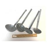 Lot of 4 Dippers, Porcelain Ware or Graniteware, V