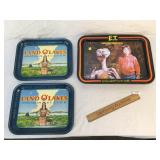 Lot of 3 metal Trays, Land O Lakes and ET, Vintage