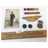 Lot of 7 US Military Items, Early Buttons, WWI Bad