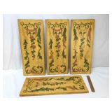 Lot of 4 Wood Panels, Hand Painted and Decorated