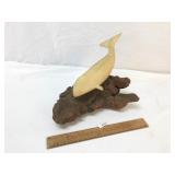 Whale Sculpture or Figure on Driftwood by John Per